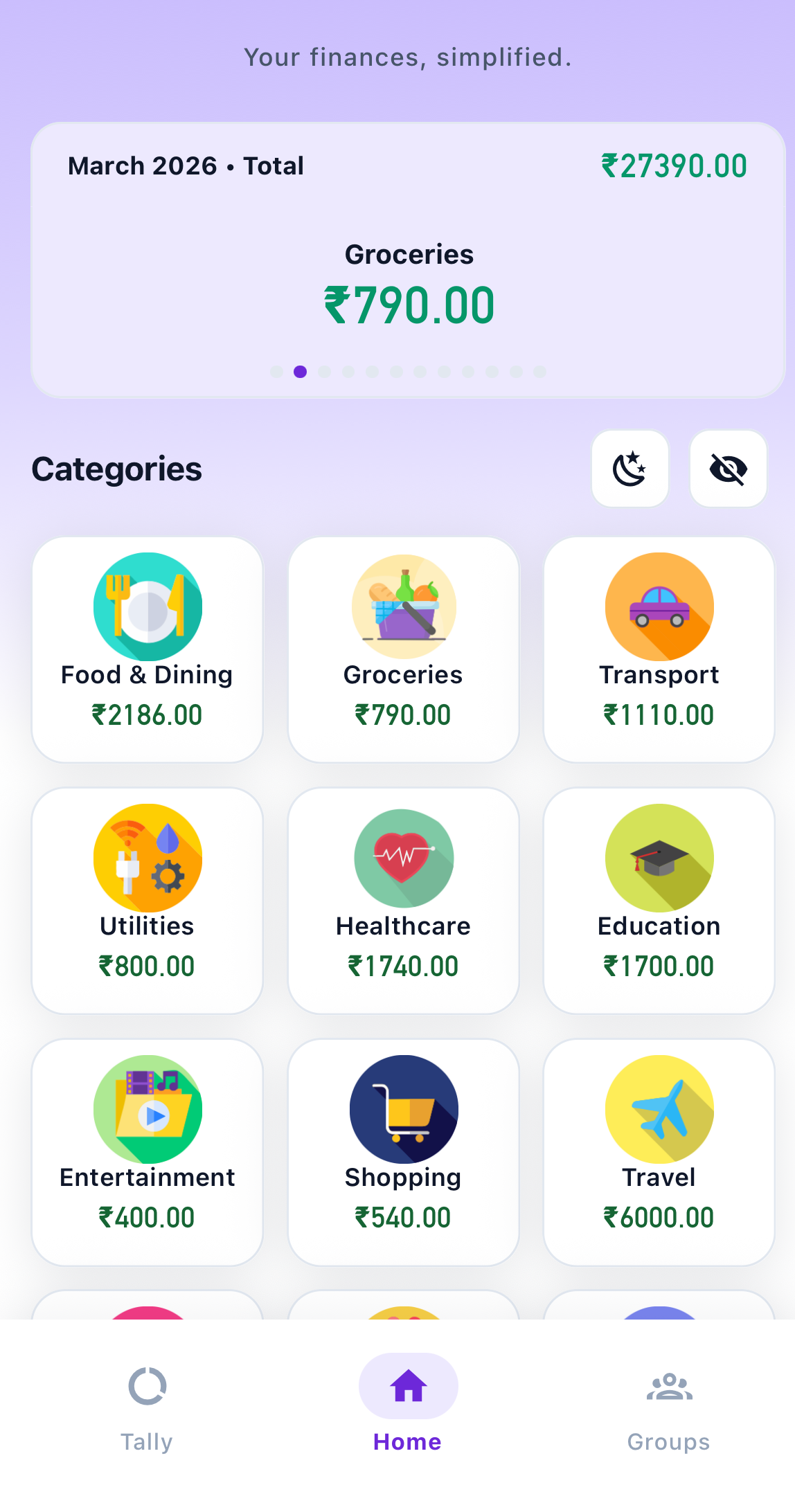 TallyPe Home Screen